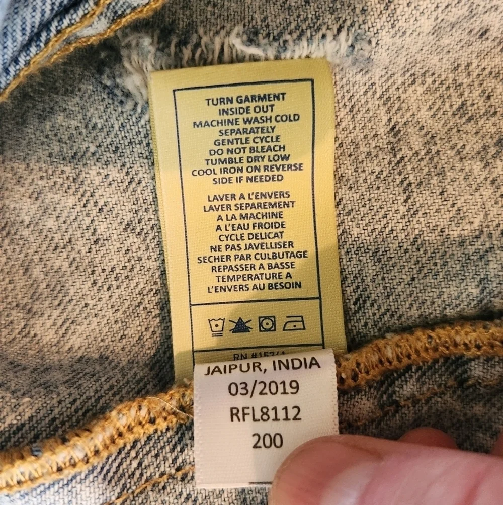 7 For All Mankind Distressed Denim Jean Jacket Kids Child Size 6